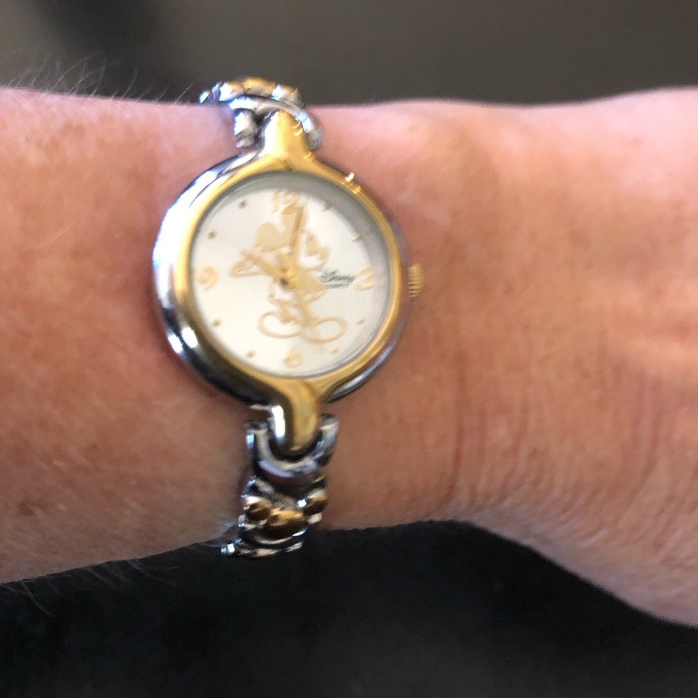 Womens /Teen Mickey Mouse quartz watch featuring two tone , gold and silver
